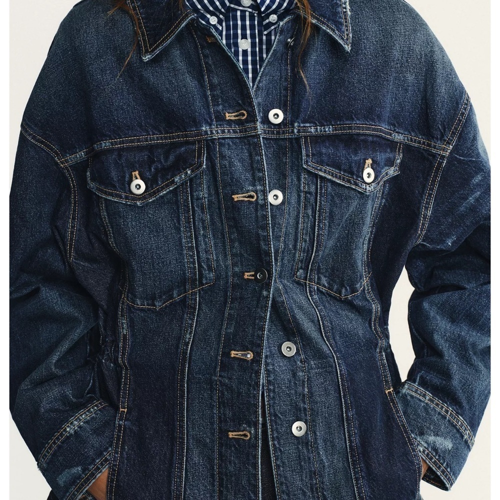 ZARA Oversized Casual Lightweight Blue Denim Jean Jacket Medium - Picture 12 of 14